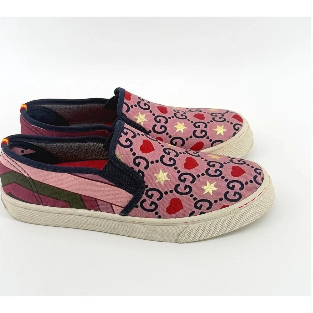 Respoke Gucci Silk Scarf Slip On Sneakers Pink Heart Star GG Monogram size‎ 6 36